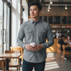 EXPRESS Modern Fit‎ Button-down Long Sleeve Pinstripe Dress Shirt | Size Large